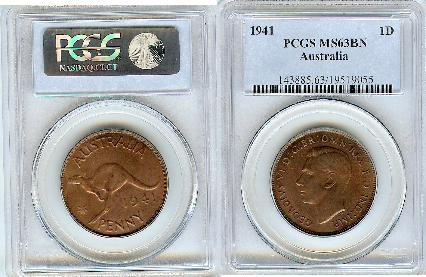 Australie Penny 1941 PCGS MS63